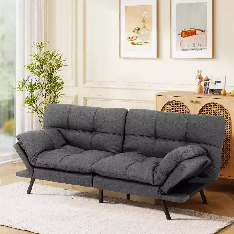 Divano letto futon convertibile blu / grigio scuro / grigio chiaro, 180 cm, 2 posti