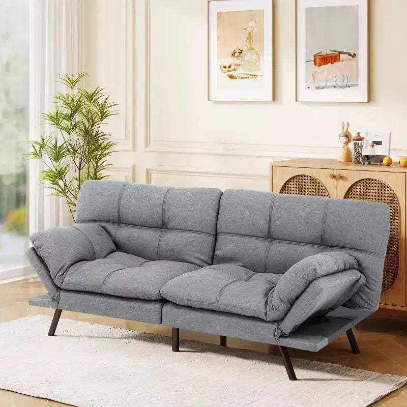 Divano letto futon convertibile blu / grigio scuro / grigio chiaro, 180 cm, 2 posti