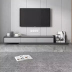 Mobile TV estensibile grigio con 3 cassetti e ripiani aperti – Adatto a TV fino a 80", assemblaggio 1-2 persone