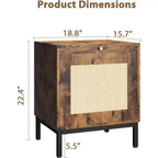 Comodini in rattan marrone e nero con armadietto, set da 2