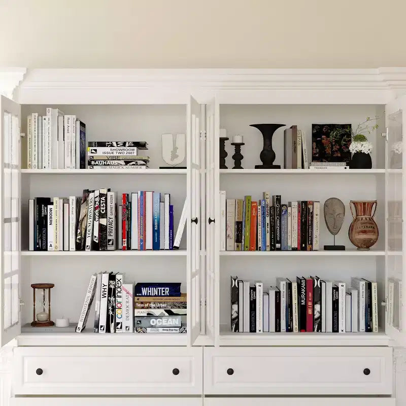 Mobile credenza con vetrine espositivo bianco