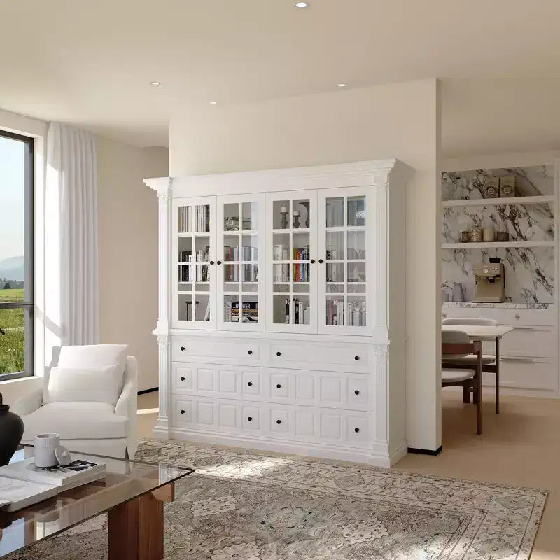 Mobile credenza con vetrine espositivo bianco