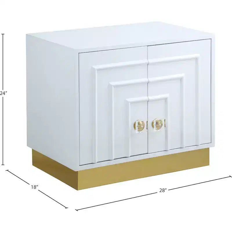 Tavolino laterale rettangolare laccato bianco/blu navy e oro, 1 pezzo