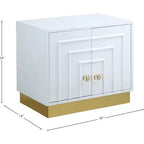 Tavolino laterale rettangolare laccato bianco/blu navy e oro, 1 pezzo