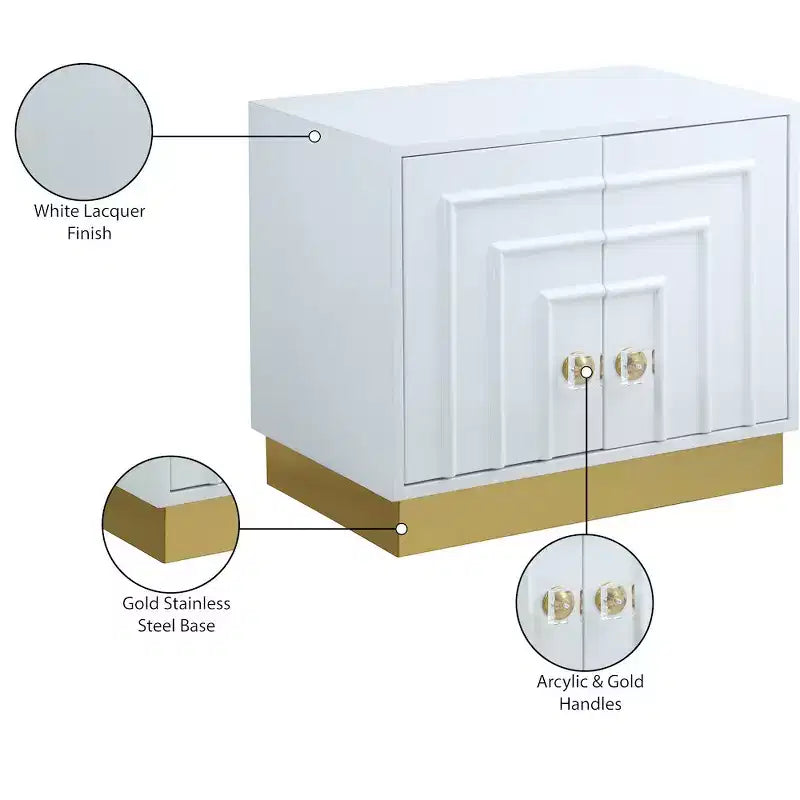 Tavolino laterale rettangolare laccato bianco/blu navy e oro, 1 pezzo