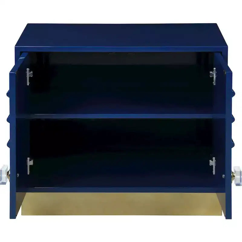 Tavolino laterale rettangolare laccato bianco/blu navy e oro, 1 pezzo