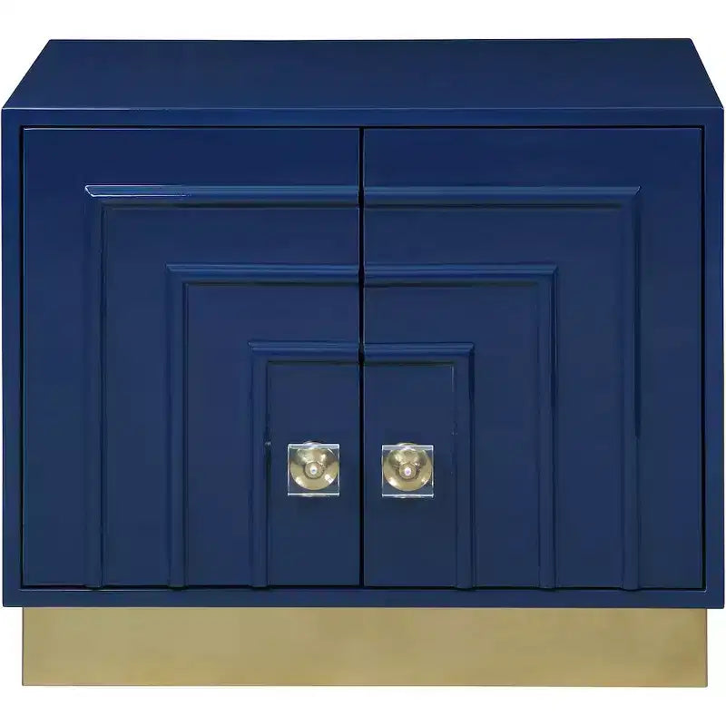 Tavolino laterale rettangolare laccato bianco/blu navy e oro, 1 pezzo