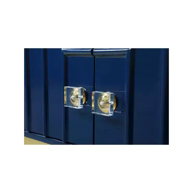 Tavolino laterale rettangolare laccato bianco/blu navy e oro, 1 pezzo
