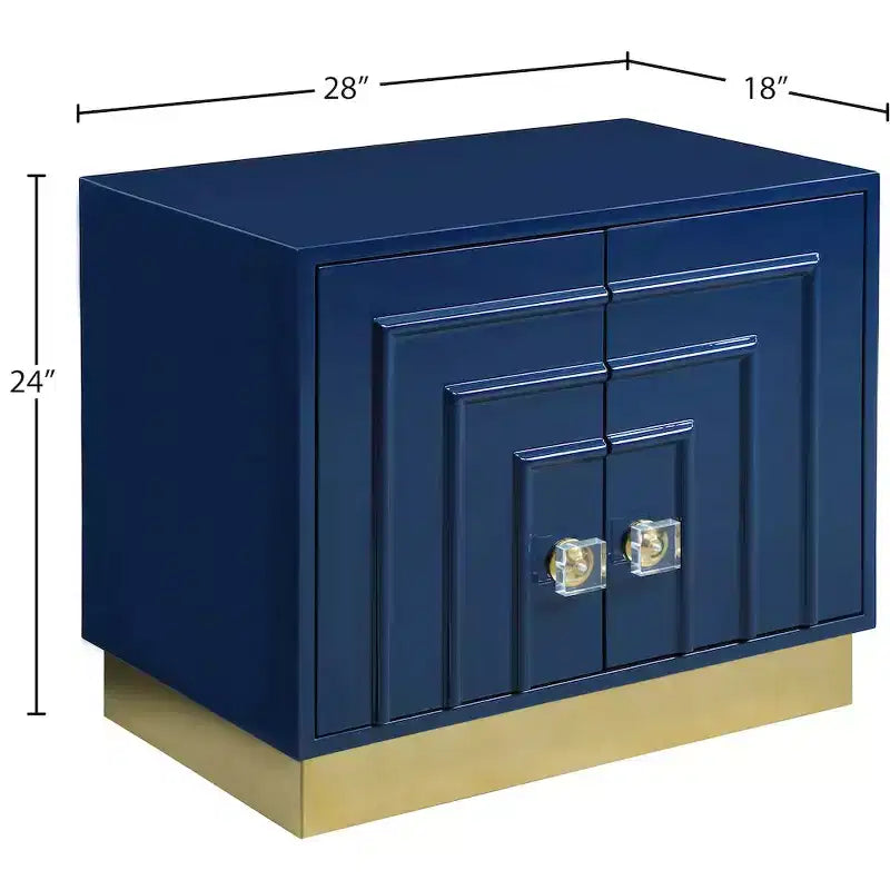 Tavolino laterale rettangolare laccato bianco/blu navy e oro, 1 pezzo
