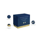 Tavolino laterale rettangolare laccato bianco/blu navy e oro, 1 pezzo