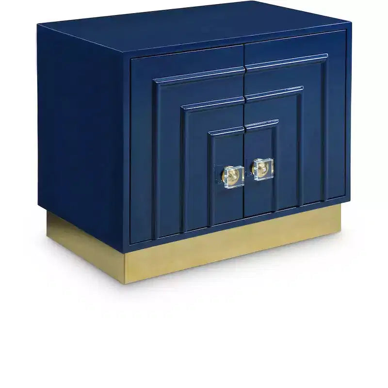 Tavolino laterale rettangolare laccato bianco/blu navy e oro, 1 pezzo