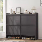 GustoWave Shoe Cabinet with 4 Flip Drawers, Wooden Shoe Organizer Cabinet with Adjustable Shelf, Shoe Storage for Entryway, Hidden Shoe Cabinet