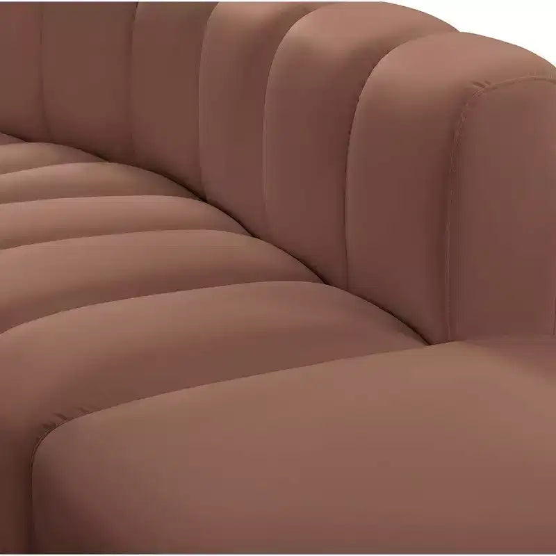 Divano Modulare in Ecopelle Color Cognac, Seduta Singola