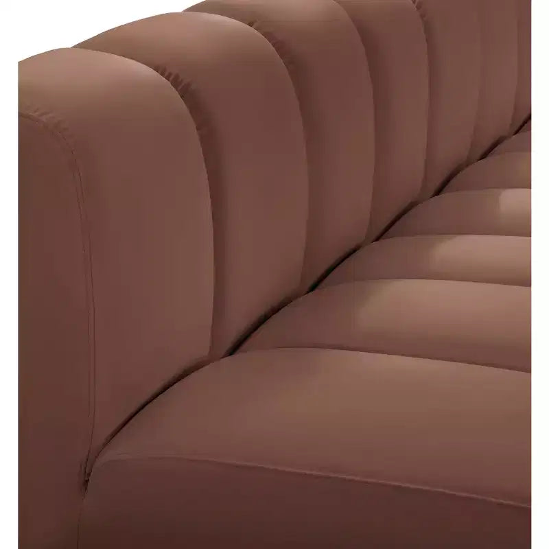 Divano Modulare in Ecopelle Color Cognac, Seduta Singola