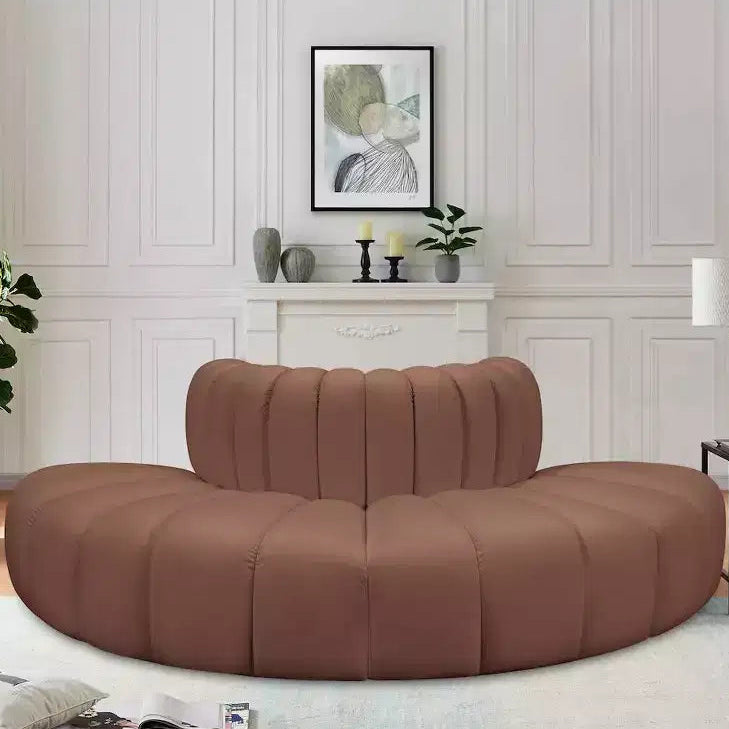 Divano Modulare in Ecopelle Color Cognac, Seduta Singola