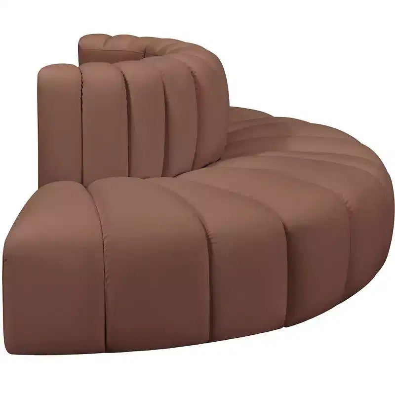 Divano Modulare in Ecopelle Color Cognac, Seduta Singola