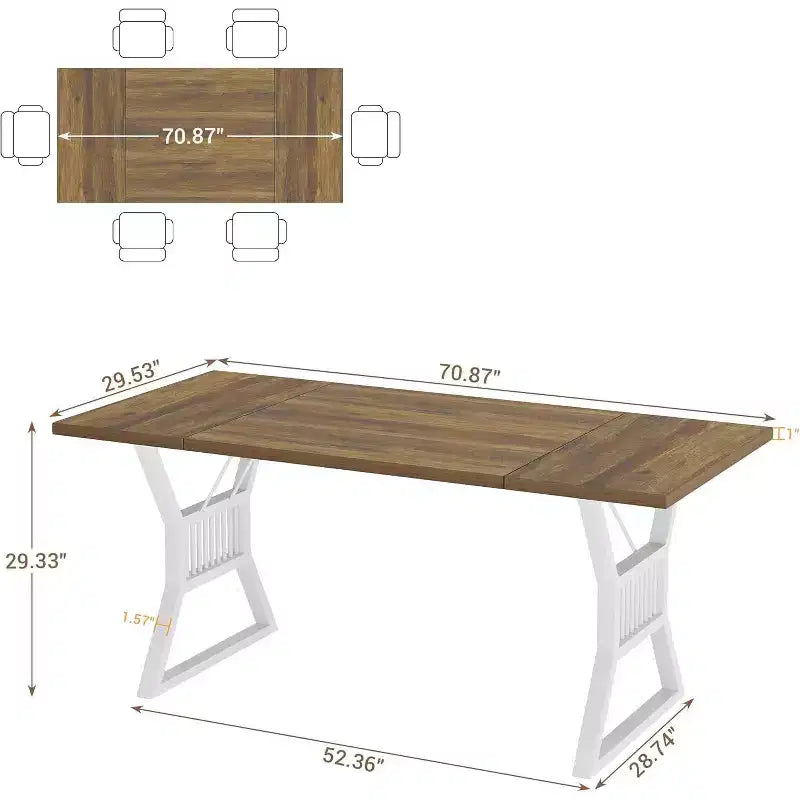 Tavolo da pranzo in stile rustico nero/grigio/bianco – 4-6 posti (senza sedie)