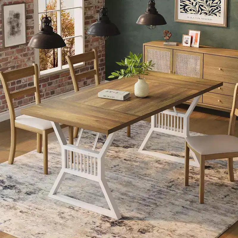 Tavolo da pranzo in stile rustico nero/grigio/bianco – 4-6 posti (senza sedie)