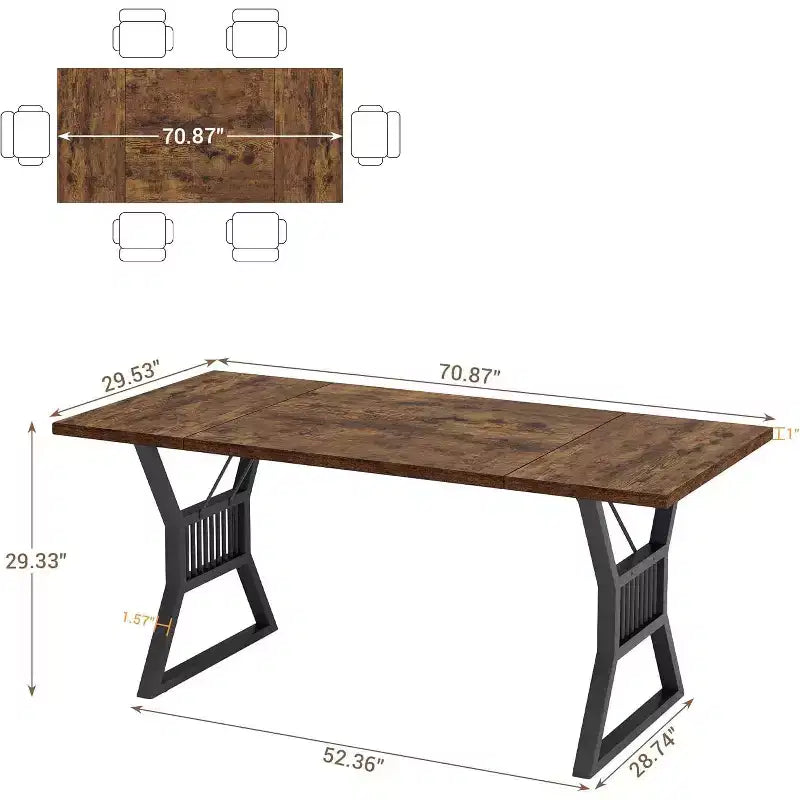 Tavolo da pranzo in stile rustico nero/grigio/bianco – 4-6 posti (senza sedie)