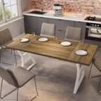 Tavolo da pranzo in stile rustico nero/grigio/bianco – 4-6 posti (senza sedie)