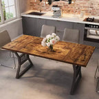 Tavolo da pranzo in stile rustico nero/grigio/bianco – 4-6 posti (senza sedie)