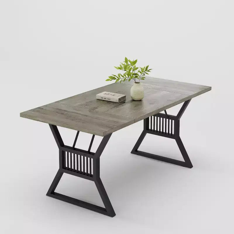Tavolo da pranzo in stile rustico nero/grigio/bianco – 4-6 posti (senza sedie)