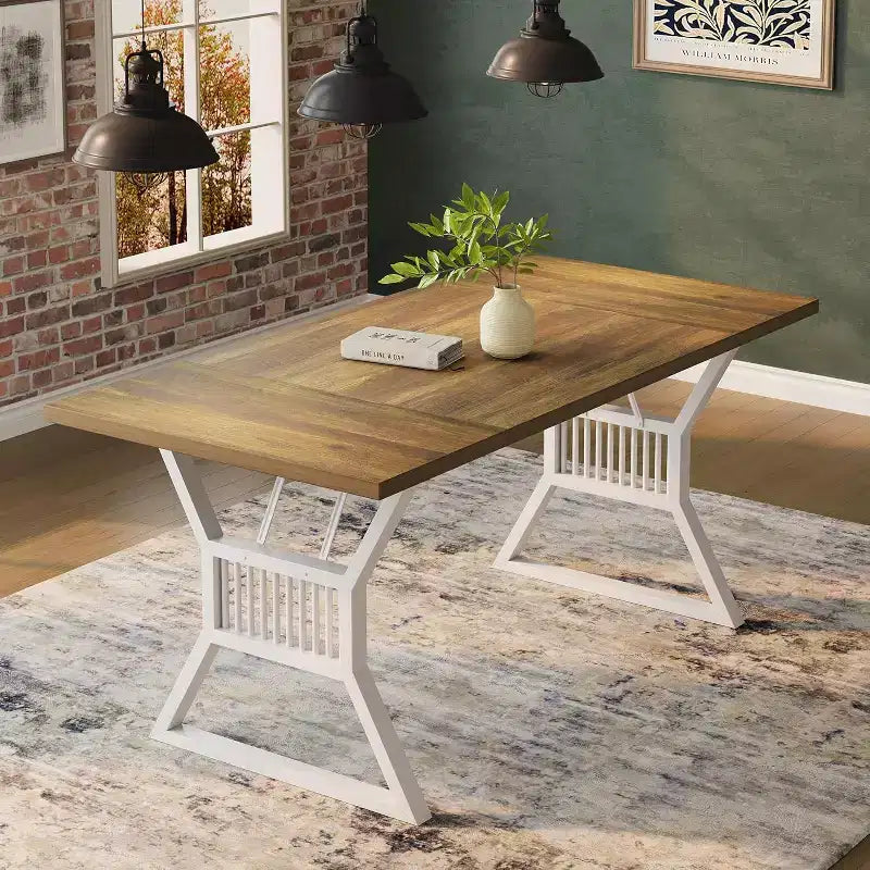 Tavolo da pranzo in stile rustico nero/grigio/bianco – 4-6 posti (senza sedie)