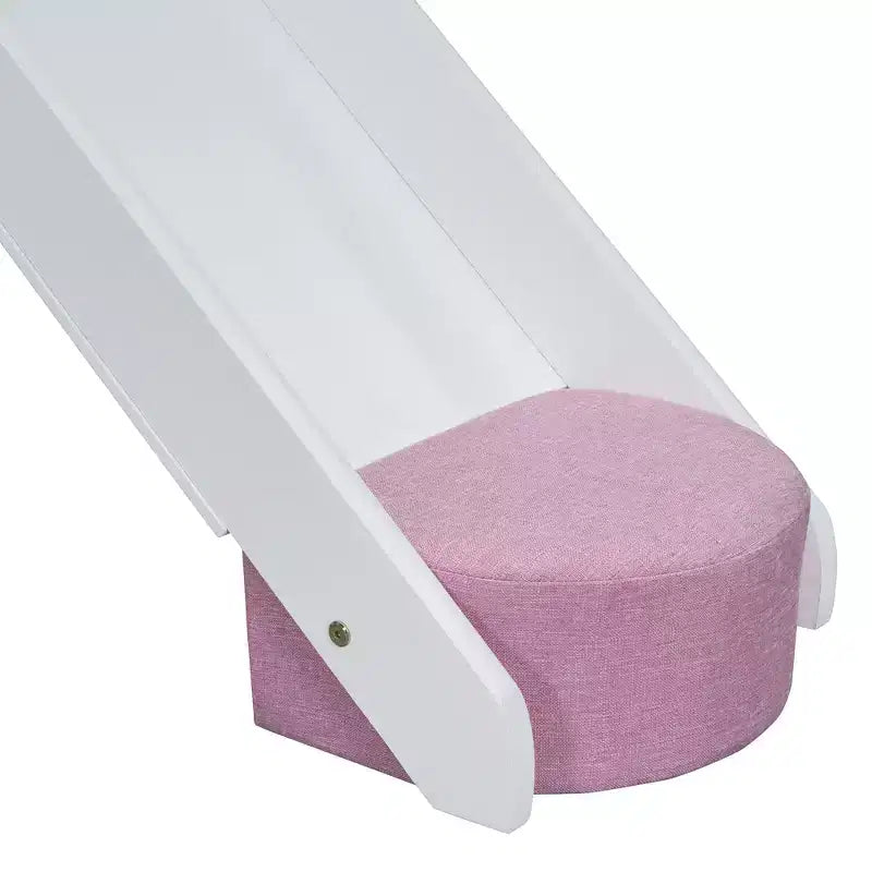 Letto a soppalco a forma di casetta, bianco naturale, per bambini, con scivolo, tenda e contenitore – singolo/piazza e mezza, 1 bambino