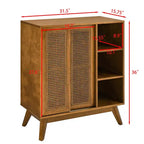 Mobile credenza buffet in noce e rattan con ante, stile Mid-Century, per 1