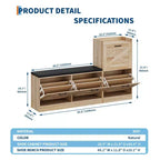 Panca da Ingresso in Legno Naturale e Similpelle Beige con 4 Cassetti a Ribalta – Seduta per 1 Persona