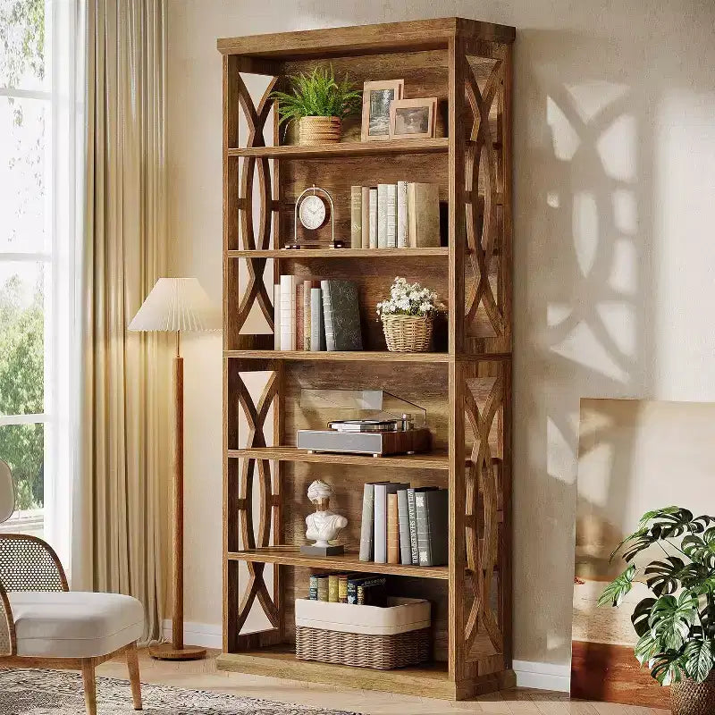 Libreria industriale marrone a 6 ripiani, alta 180 cm – Utilizzo per 1 o 2 persone