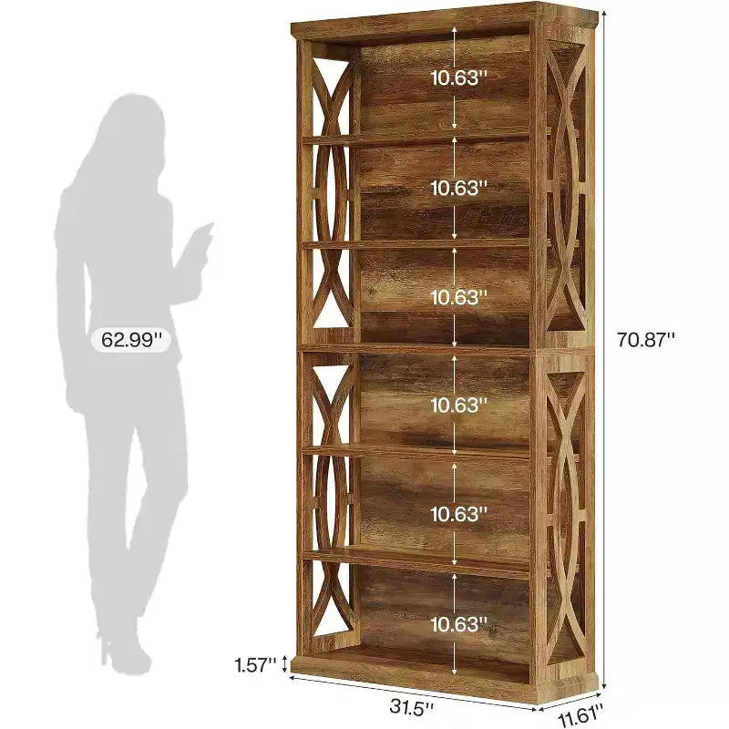 Libreria industriale marrone a 6 ripiani, alta 180 cm – Utilizzo per 1 o 2 persone