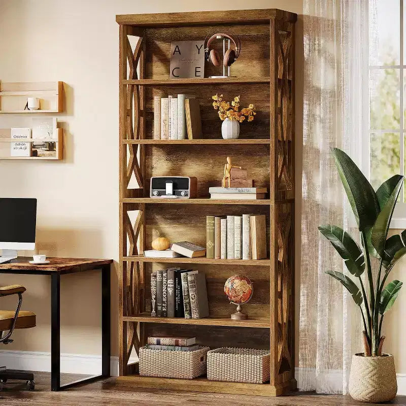 Libreria industriale marrone a 6 ripiani, alta 180 cm – Utilizzo per 1 o 2 persone