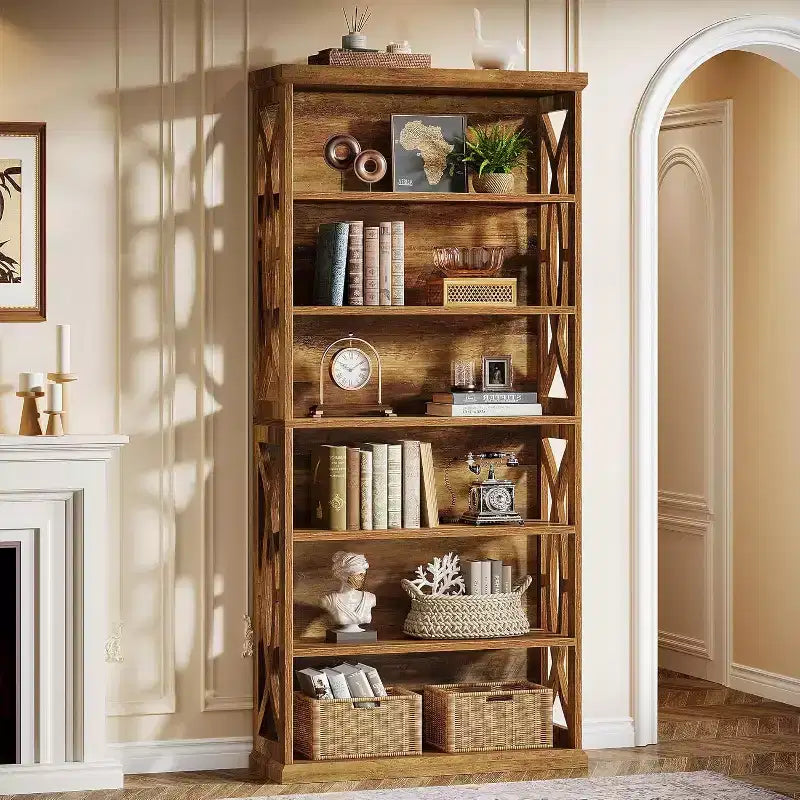 Libreria industriale marrone a 6 ripiani, alta 180 cm – Utilizzo per 1 o 2 persone