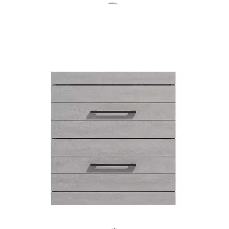 Comodino con 2 cassetti in rovere grigio polvere