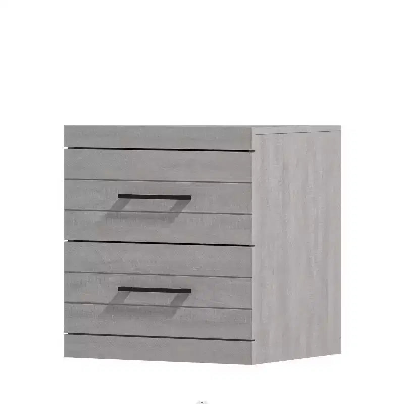 Comodino con 2 cassetti in rovere grigio polvere