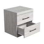 Comodino con 2 cassetti in rovere grigio polvere