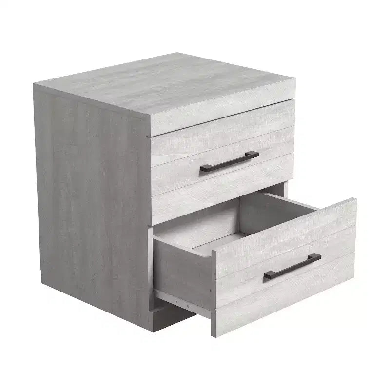 Comodino con 2 cassetti in rovere grigio polvere