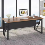 Scrivania per computer in noce scuro da 63", singola, gambe in acciaio