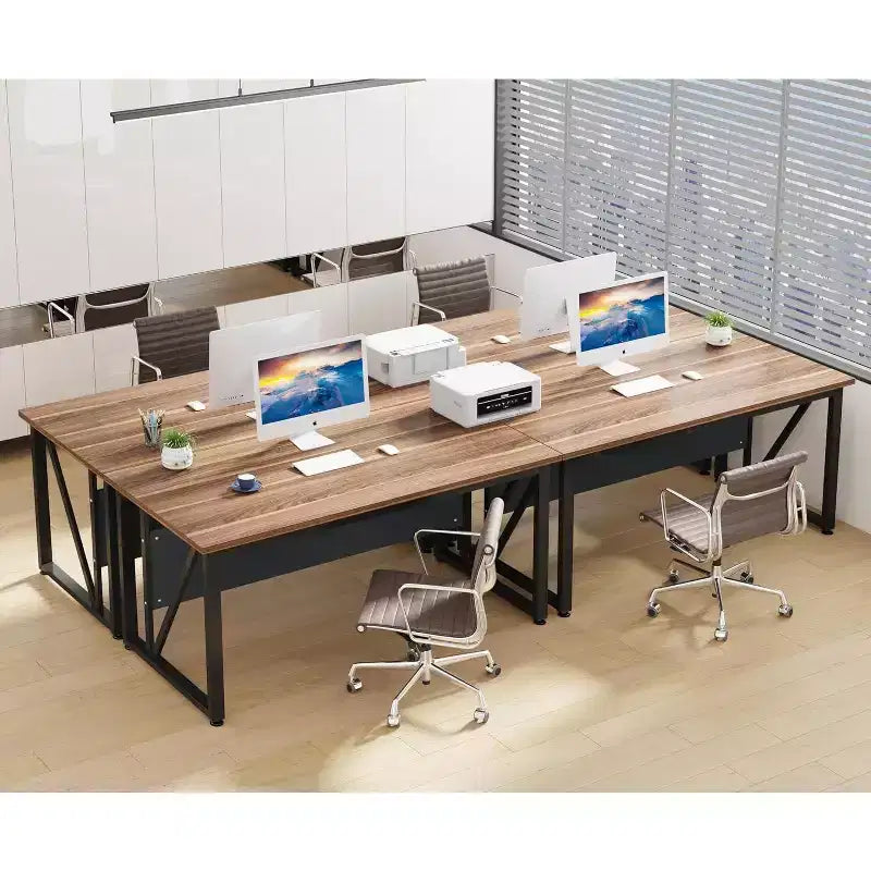 Scrivania per computer in noce scuro da 63", singola, gambe in acciaio