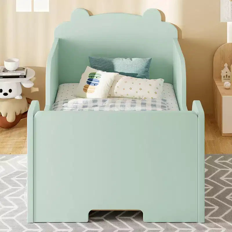 Lettino a pavimento per bambini a forma di orso, Blu/Verde/Naturale/Rosa/Bianco, Singolo