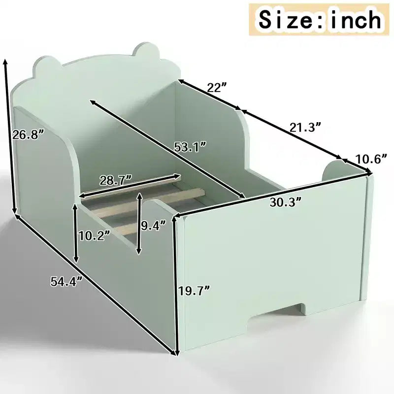 Lettino a pavimento per bambini a forma di orso, Blu/Verde/Naturale/Rosa/Bianco, Singolo
