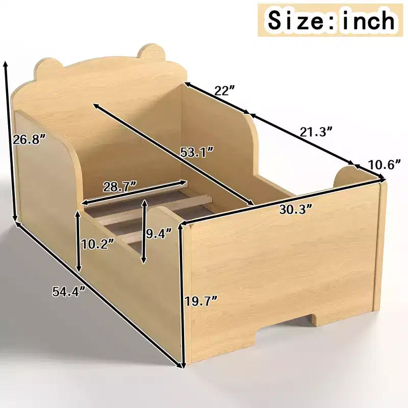 Lettino a pavimento per bambini a forma di orso, Blu/Verde/Naturale/Rosa/Bianco, Singolo