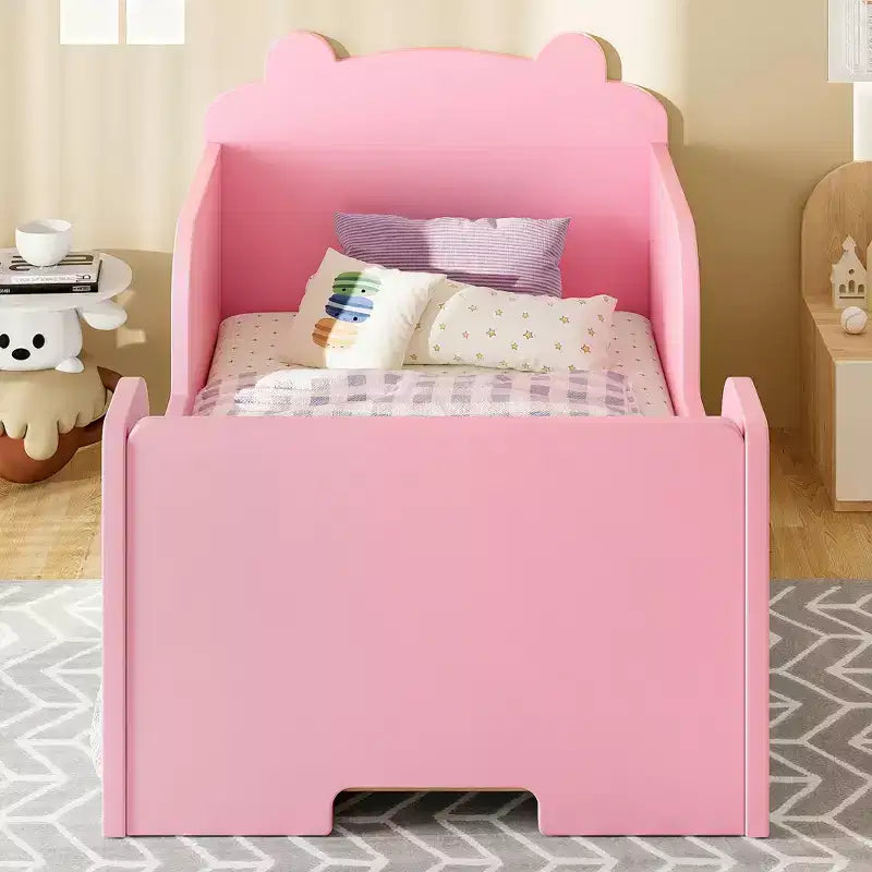 Lettino a pavimento per bambini a forma di orso, Blu/Verde/Naturale/Rosa/Bianco, Singolo
