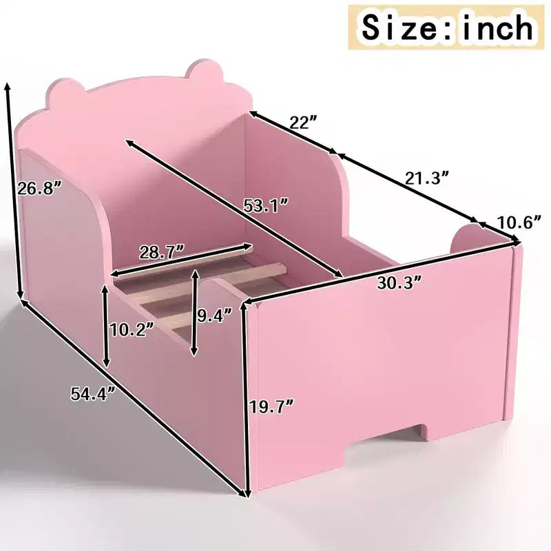 Lettino a pavimento per bambini a forma di orso, Blu/Verde/Naturale/Rosa/Bianco, Singolo