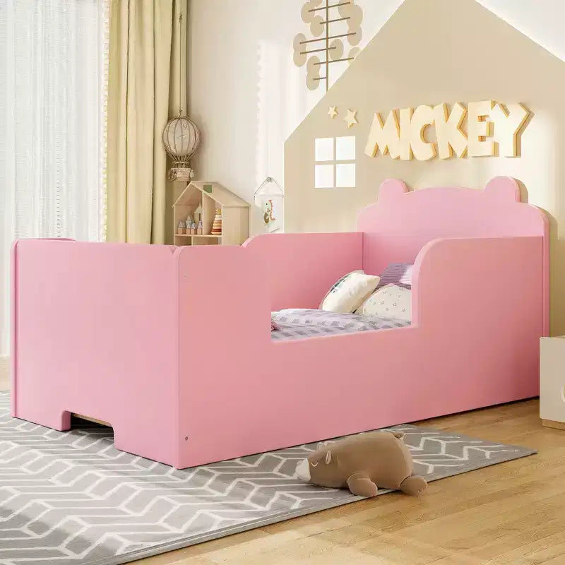 Lettino a pavimento per bambini a forma di orso, Blu/Verde/Naturale/Rosa/Bianco, Singolo