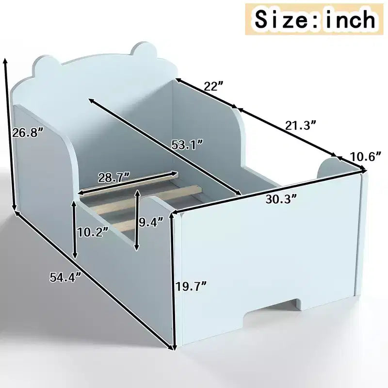 Lettino a pavimento per bambini a forma di orso, Blu/Verde/Naturale/Rosa/Bianco, Singolo