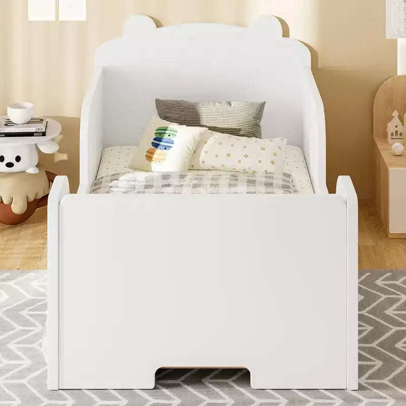 Lettino a pavimento per bambini a forma di orso, Blu/Verde/Naturale/Rosa/Bianco, Singolo