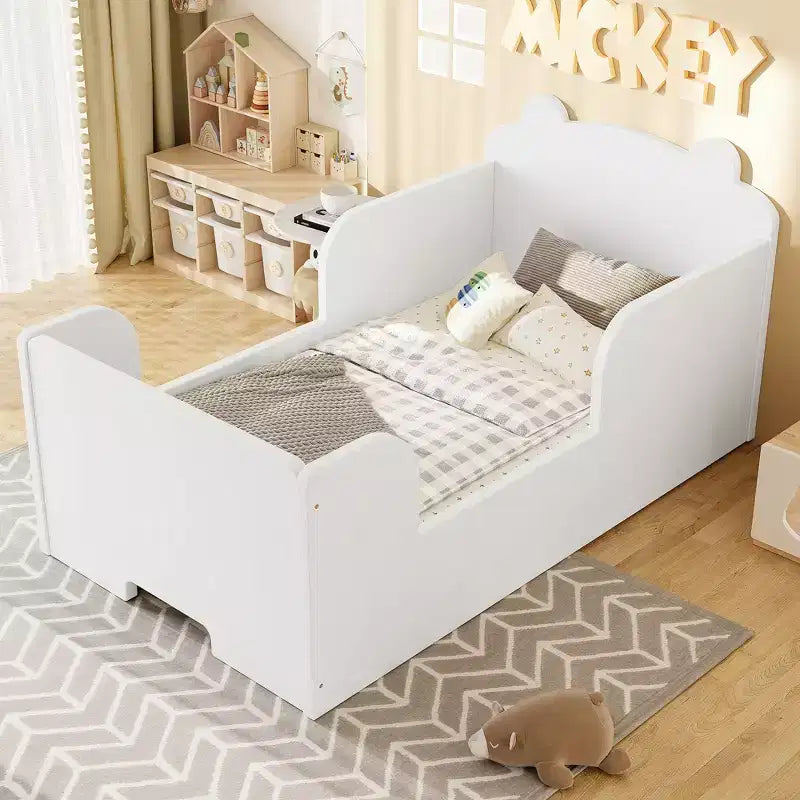 Lettino a pavimento per bambini a forma di orso, Blu/Verde/Naturale/Rosa/Bianco, Singolo