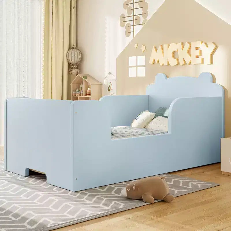 Lettino a pavimento per bambini a forma di orso, Blu/Verde/Naturale/Rosa/Bianco, Singolo